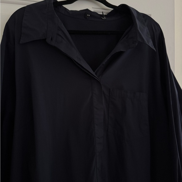 English Factory Collar Flare Skirt Dress Navy Blue Long Sleeve Dress 2X - Picture 5 of 12